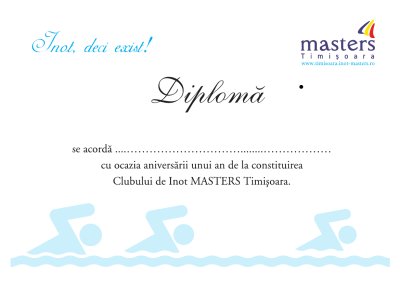 Diploma aniversara de 1 an de inot masters in Timisoara Diploma aniversara de 1 an de inot masters in Timisoara